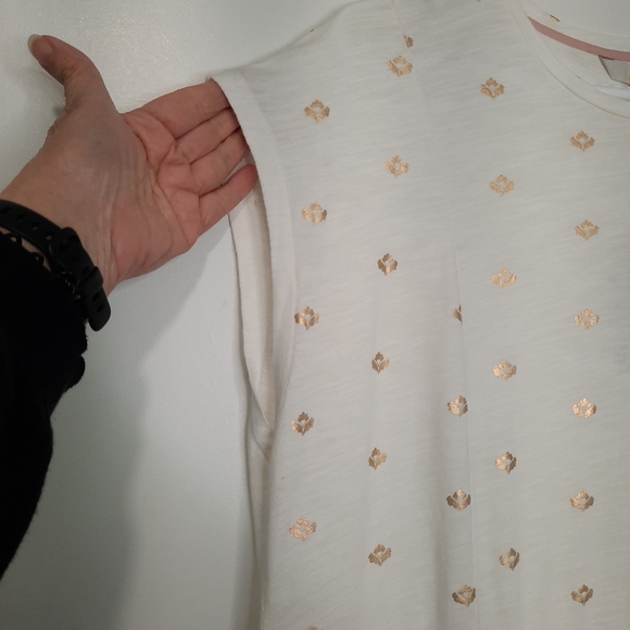 Boden Jersey TShirt Dress Glorious British Style White Gold Foil Womens Size 10R - Picture 6 of 15